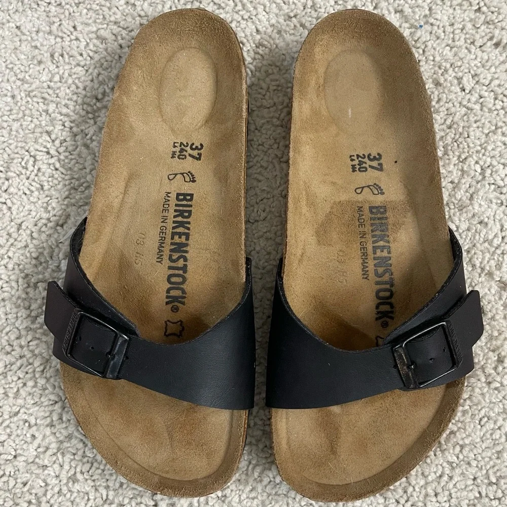 Birkenstock Black Slip-On Cork Footbed Sandals